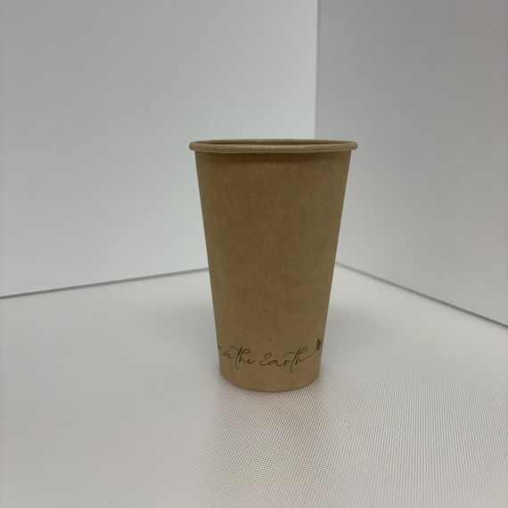Gobelet Carton Kraft Brun - 340cc (12oz) - 'Save The Earth'