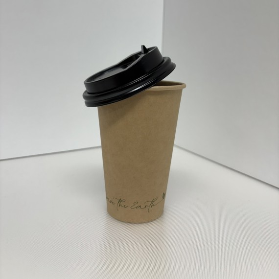 Couv. Noir pour Gobelet Kraft 220 et 340cc - 'Save The Earth'