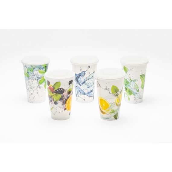 Gobelet Carton 400cc 'Cold Drinks' - Ø90mm - 5 dessins assortis