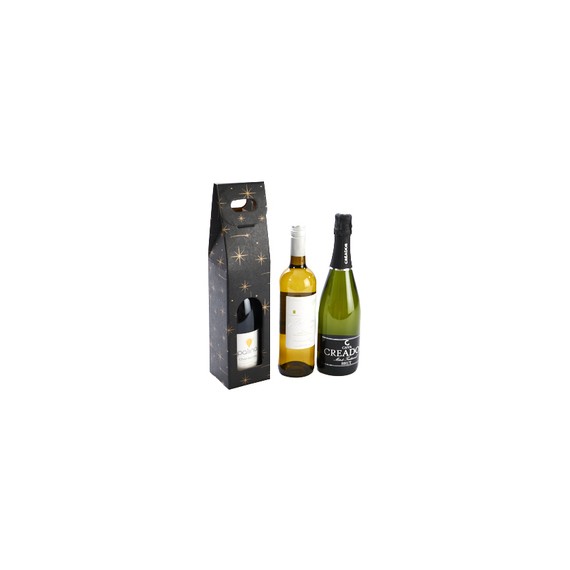 Boite portable 1btl - Noir & étoiles dorées