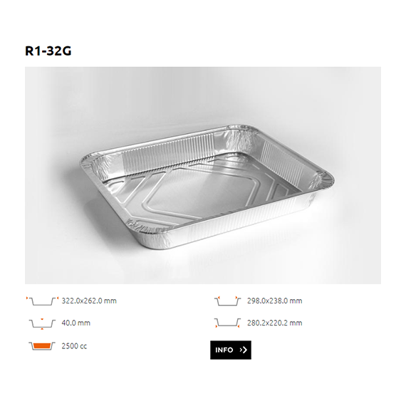 Ravier Alu bord roulé - R1-32G - 1/2GN - 2500CC
