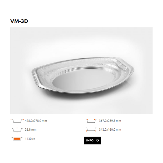 Plateau Alu bord roulé - VM-3D - 1430CC