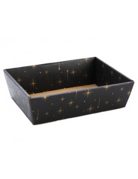 Panier carton - 32*25*10cm - Noir & étoiles dorées