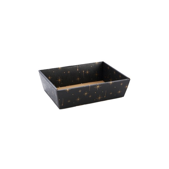 Panier carton - 32*25*10cm - Noir & étoiles dorées