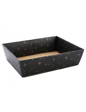Panier carton - 44*35*12cm - Noir & étoiles dorées