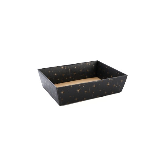 Panier carton - 44*35*12cm - Noir & étoiles dorées
