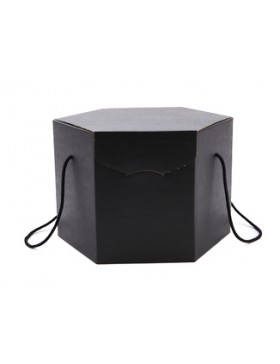 Panier carton hexagonal - 24,5*24,5cm - noir avec cordelette