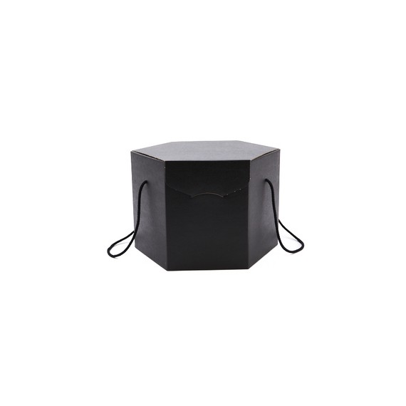 Panier carton hexagonal - 24,5*24,5cm - noir avec cordelette