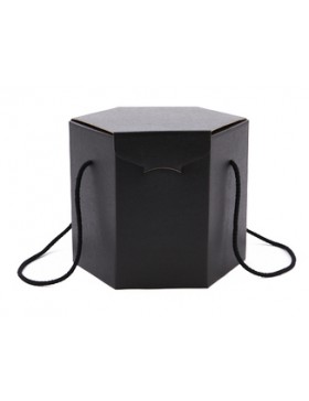 Panier carton hexagonal - 30*30cm - noir avec cordelette