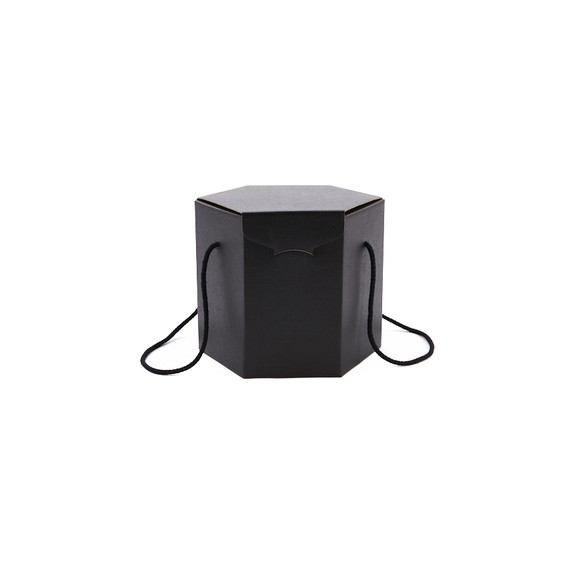 Panier carton hexagonal - 30*30cm - noir avec cordelette
