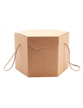 Panier carton hexagonal - 30*30cm - Kraft avec cordelette
