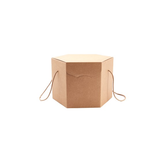 Panier carton hexagonal - 30*30cm - Kraft avec cordelette