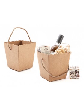 Panier carton Kraft - 15*15cm - Avec cordelettes