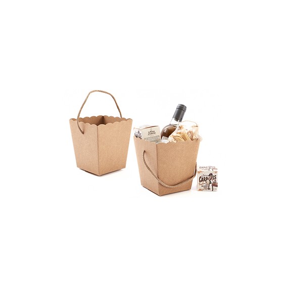 Panier carton Kraft - 15*15cm - Avec cordelettes