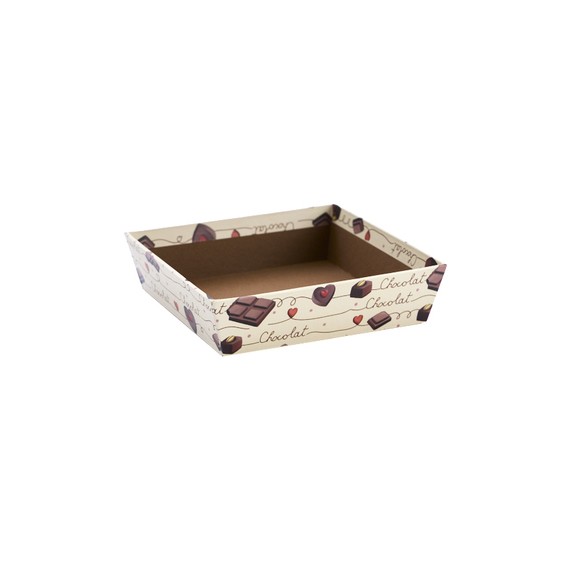 Panier carton Carré - 15*15*4cm - Chocolate Lover