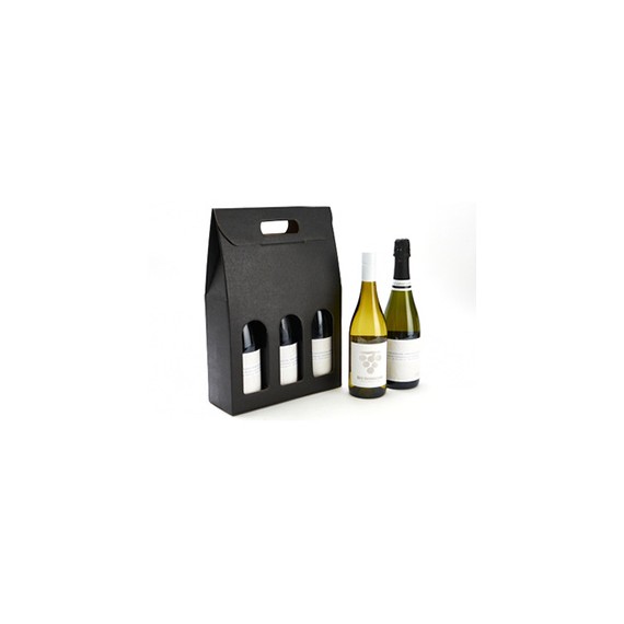 Boite portable 3 btls - 27*9*38,5cm - Noir mat