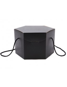 Panier carton hexagonal - 21*21cm - noir avec cordelette
