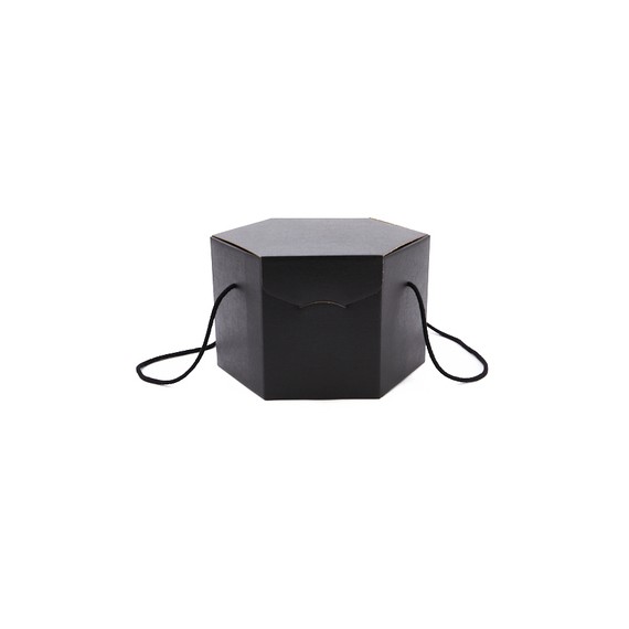 Panier carton hexagonal - 21*21cm - noir avec cordelette