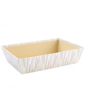 Panier carton rect. -32*22,5*8cm - Rayures colorées Pastel