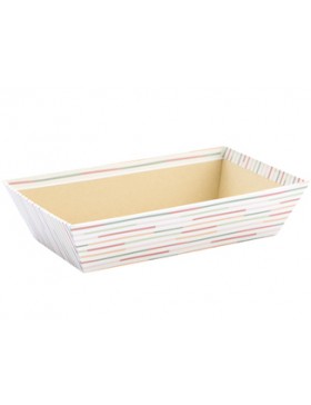 Panier carton rect. - 23*15*6cm - Rayures colorées Pastel