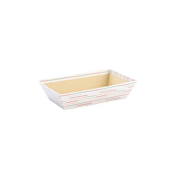Panier carton rect. - 23*15*6cm - Rayures colorées Pastel