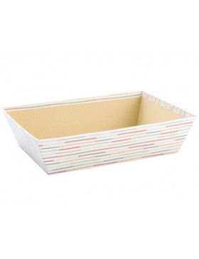 Panier carton rect. - 28*19*7cm - Rayures colorées Pastel