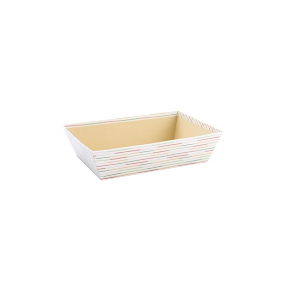 Panier carton rect. - 28*19*7cm - Rayures colorées Pastel