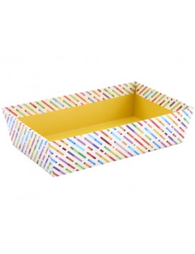 Panier carton rect. - 23*15*6cm - Rayures colorées Flashy