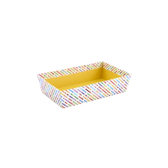 Panier carton rect. - 23*15*6cm - Rayures colorées Flashy