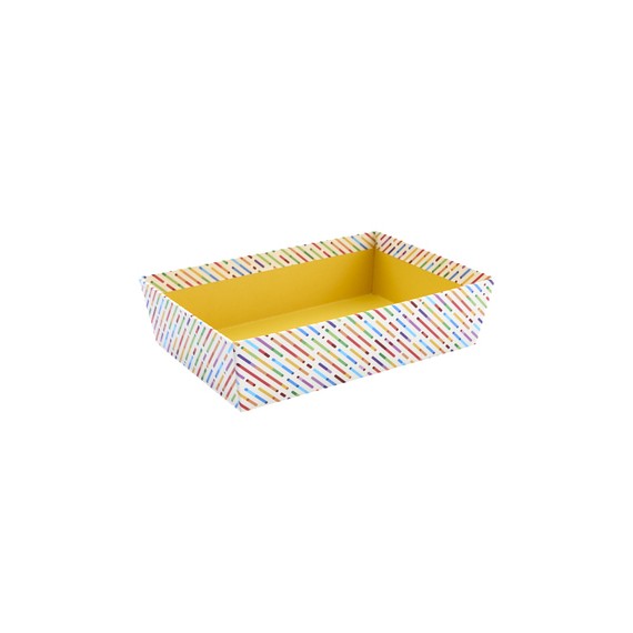 Panier carton rect. - 28*19*7cm - Rayures colorées Flashy