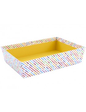 Panier carton rect. -32*22,5*8cm - Rayures colorées Flashy