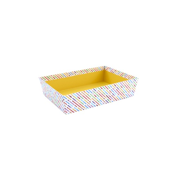 Panier carton rect. -32*22,5*8cm - Rayures colorées Flashy