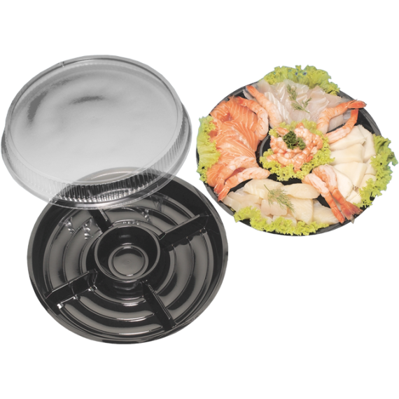 PROMO - Couv. pour plat traiteur Ø26cm - Transparent RPET