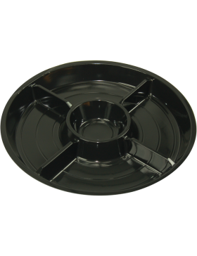 PROMO - Plat traiteur rond Ø26cm*25mm - 5 comp. - Noir