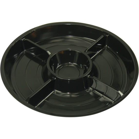 PROMO - Plat traiteur rond Ø26cm*25mm - 5 comp. - Noir